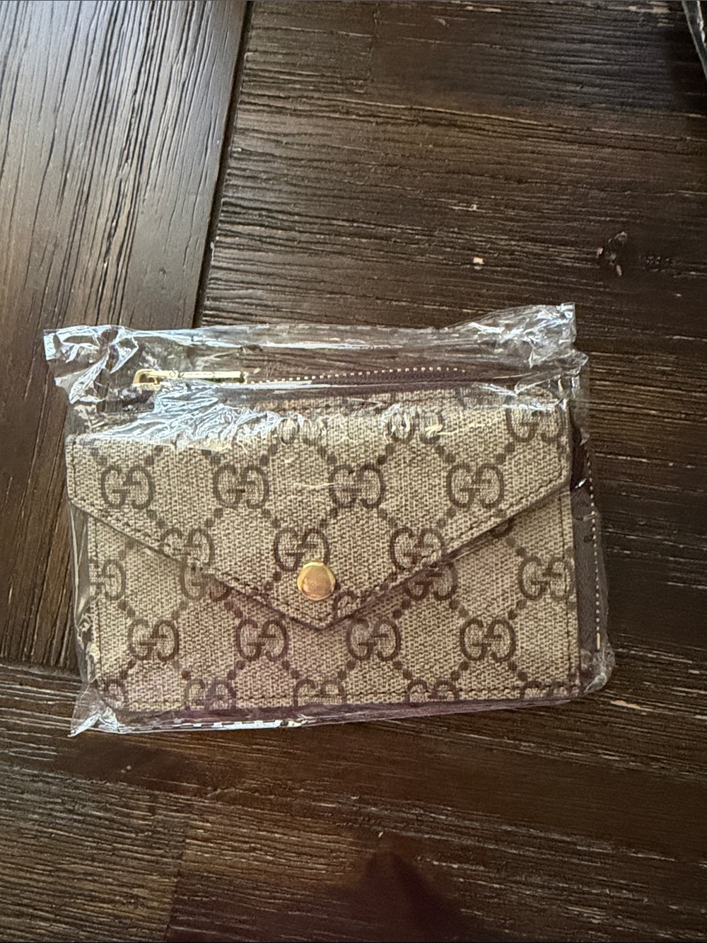 Brown/Tan Monogram Card Case Wallet
